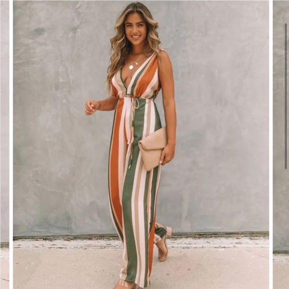 NWT Striped Tie Jumpsuit - Picture 3 of 12